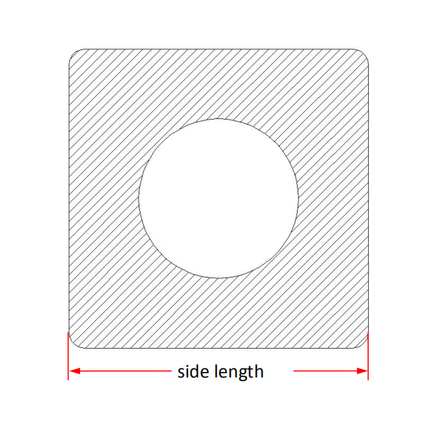 Square Alumina Ceramic Tube-One hole size details