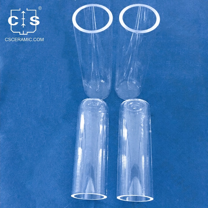 أنابيب زجاجية كوارتز شفافة بنسبة 99.98٪ بنهاية واحدة مغلقة