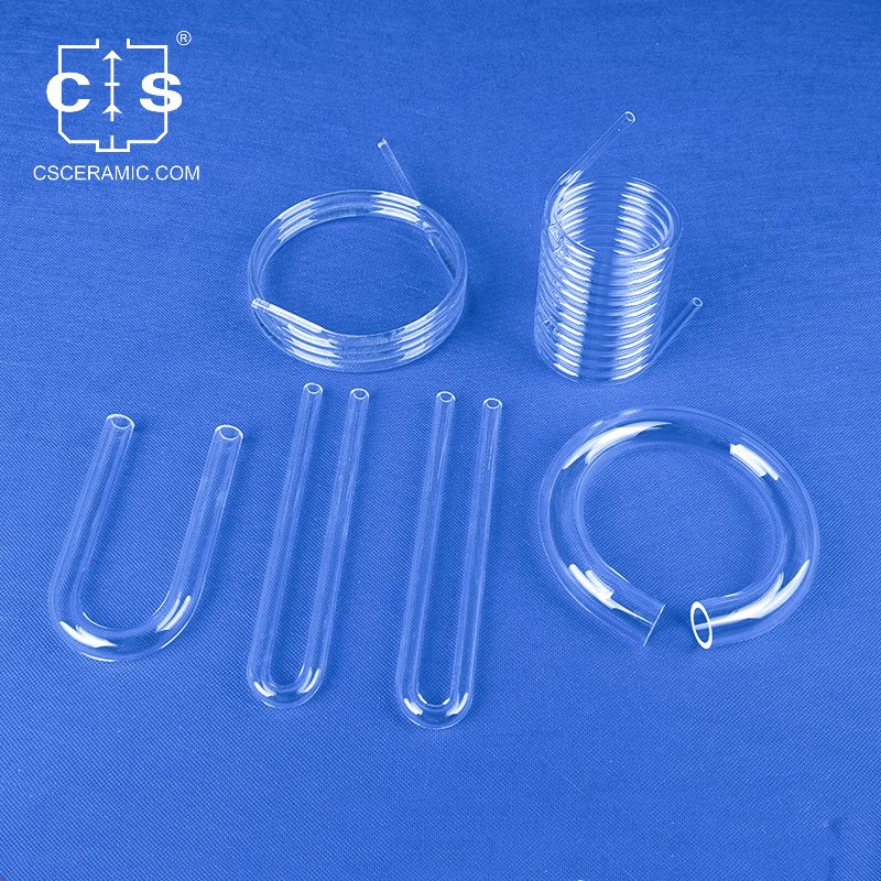 أنابيب زجاجية كوارتز شفافة بنسبة 99.98٪ مع فتح كلا الطرفين